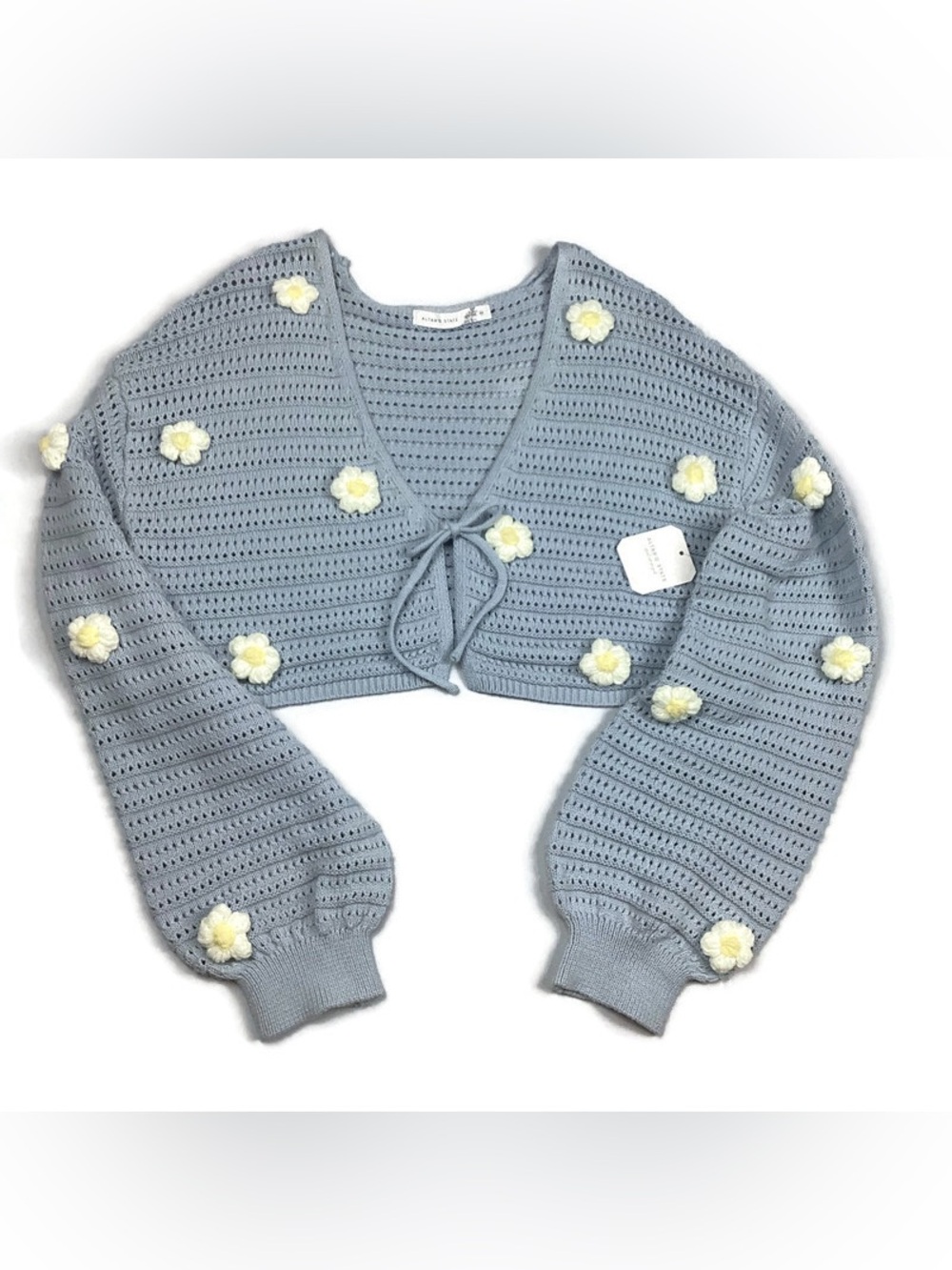 Altar’d State 3D Flower Crop Cardigan Sz Med New with Imperfection MSRP $64